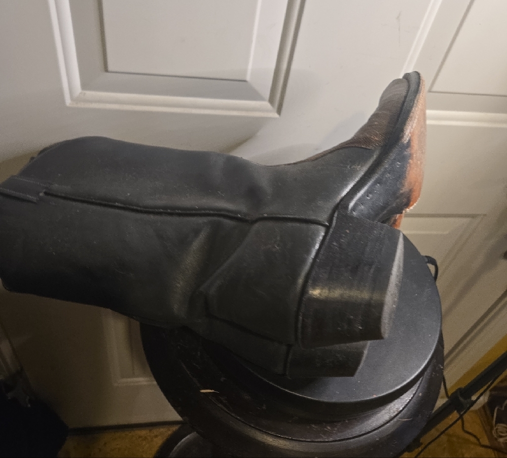 FD Men's Black and Brown Leather And Lizard Cowboy Boots 8 1/2 D - Picture 12 of 12